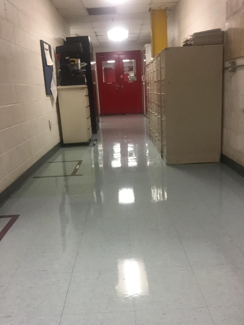 Commercial floor after professional cleaning and refinishing